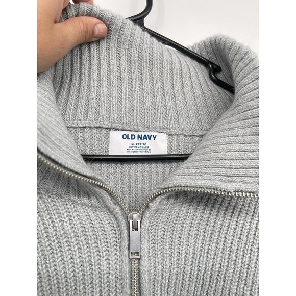 Old Navy Women's Rib-Knit Quarter-Zip Sweater Light  Color Silver Sage XL Petite - Picture 2 of 6